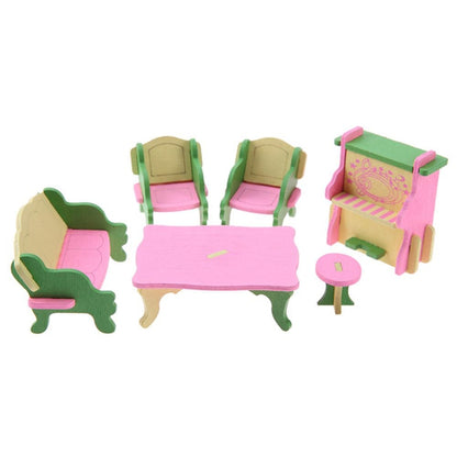 Simulation Miniature Wooden Furniture Kids Toys Doll House Set