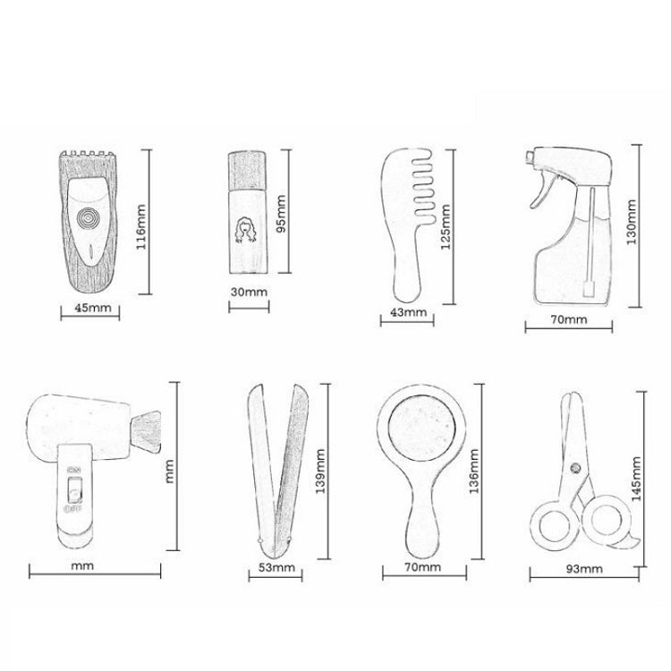 18 PCS / Set Simulation Haircut Kit Set Children Pretend Play Makeup Tools Wooden Toys, 18 PCS / Set Haircut Kit Set