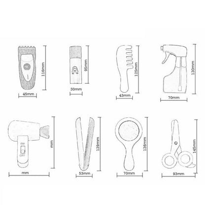 18 PCS / Set Simulation Haircut Kit Set Children Pretend Play Makeup Tools Wooden Toys, 18 PCS / Set Haircut Kit Set