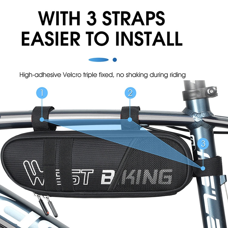 WEST BIKING Bicycle Triangle Reflective Bag Large Capacity Cycling Bag Horizontal Beam Bag Anti-Splashing Road Car Bag, WEST BIKING 1.3L Front Beam Bag