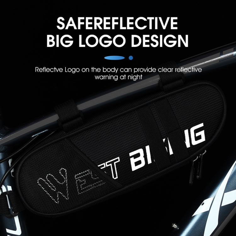 WEST BIKING Bicycle Triangle Reflective Bag Large Capacity Cycling Bag Horizontal Beam Bag Anti-Splashing Road Car Bag, WEST BIKING 1.3L Front Beam Bag