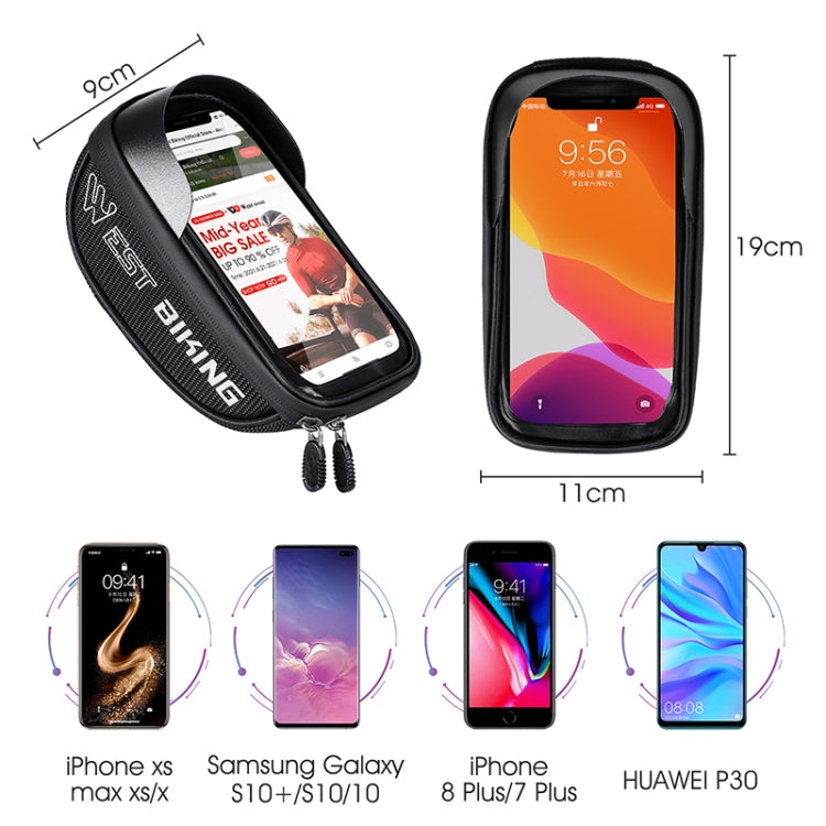 WEST BIKING Bicycle Bag Touch Screen Waterproof MTB Road Bike Handlebar Phone Bag Reflective Front Frame Bag, YP0707269
