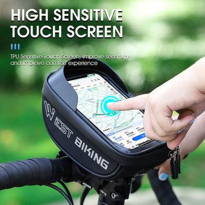 WEST BIKING Bicycle Bag Touch Screen Waterproof MTB Road Bike Handlebar Phone Bag Reflective Front Frame Bag, YP0707269