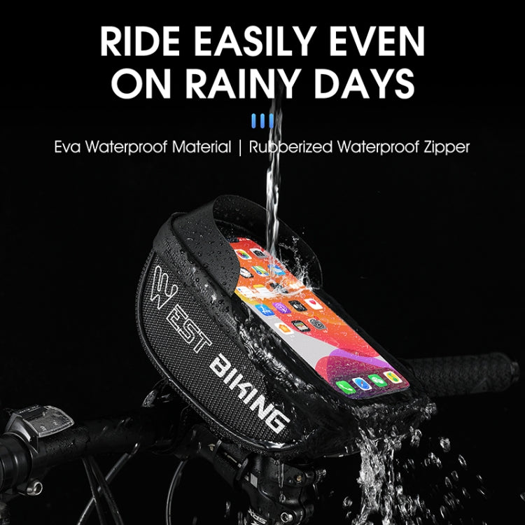 WEST BIKING Bicycle Bag Touch Screen Waterproof MTB Road Bike Handlebar Phone Bag Reflective Front Frame Bag, YP0707269