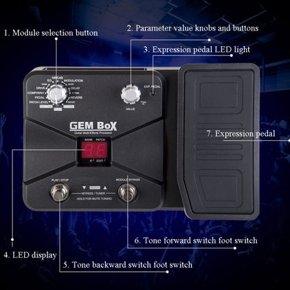 GEM-BOX Electric Guitar Effects Adjustable Multi-Effects Device, Adjustable Multi-Effects Device