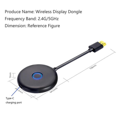 E89BK 2.4GHz / 5GHz WiFi Wireless Display Dongle Receiver Horizontal And Vertical Screen Streaming Media Player HDTV Stick