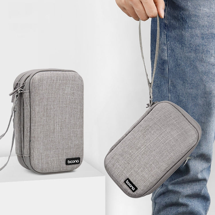 Baona BN-F027 Double-Layer Mobile Hard Disk Storage Bag EVA Hard Shell Hard Disk Protective Cover, Gray, Black