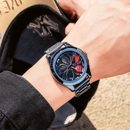 SANDA P1065 Wheel Series Casual Steel Band Quartz Watch For Men, For Men Blue Red, For Men Black Red, For Men Silver Red, For Men Blue Green, For Men Black Green, For Men Silver Green