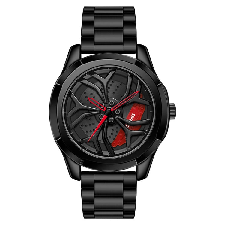 SANDA P1065 Wheel Series Casual Steel Band Quartz Watch For Men, For Men Blue Green, For Men Black Green, For Men Silver Green, For Men Blue Red, For Men Black Red, For Men Silver Red