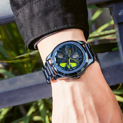 SANDA P1065 Wheel Series Casual Steel Band Quartz Watch For Men, For Men Blue Green, For Men Black Green, For Men Silver Green, For Men Blue Red, For Men Black Red, For Men Silver Red