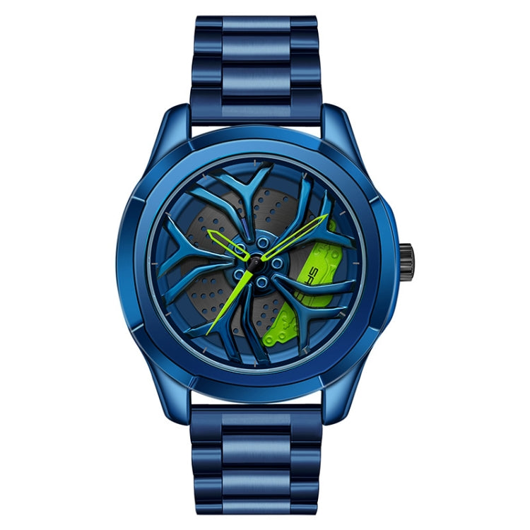SANDA P1065 Wheel Series Casual Steel Band Quartz Watch For Men, For Men Blue Green, For Men Black Green, For Men Silver Green, For Men Blue Red, For Men Black Red, For Men Silver Red