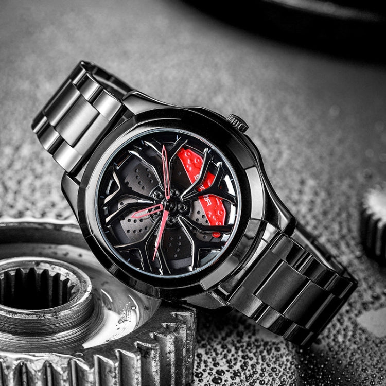 SANDA P1065 Wheel Series Casual Steel Band Quartz Watch For Men, For Men Blue Green, For Men Black Green, For Men Silver Green, For Men Blue Red, For Men Black Red, For Men Silver Red