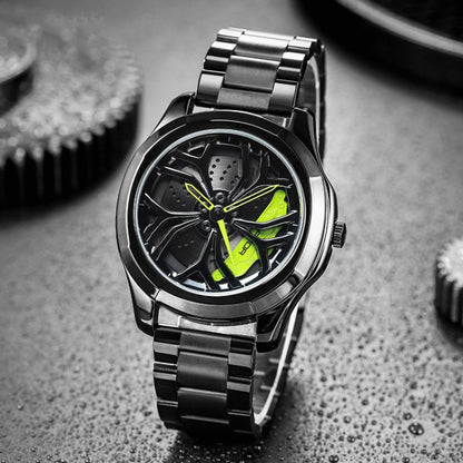 SANDA P1065 Wheel Series Casual Steel Band Quartz Watch For Men, For Men Blue Red, For Men Black Red, For Men Silver Red, For Men Blue Green, For Men Black Green, For Men Silver Green