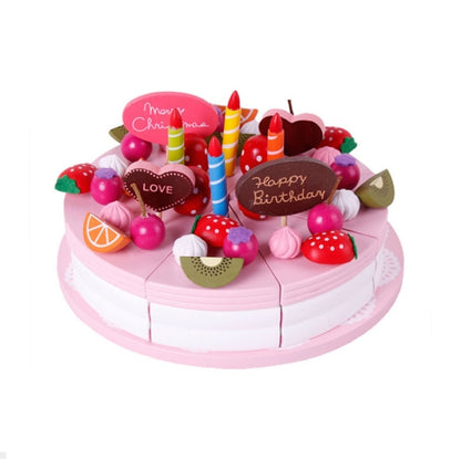 Wooden Strawberry Double-Layer Birthday Cake Children Educational Role-Playing Toy, Strawberry Double-Layer Birthday Cake