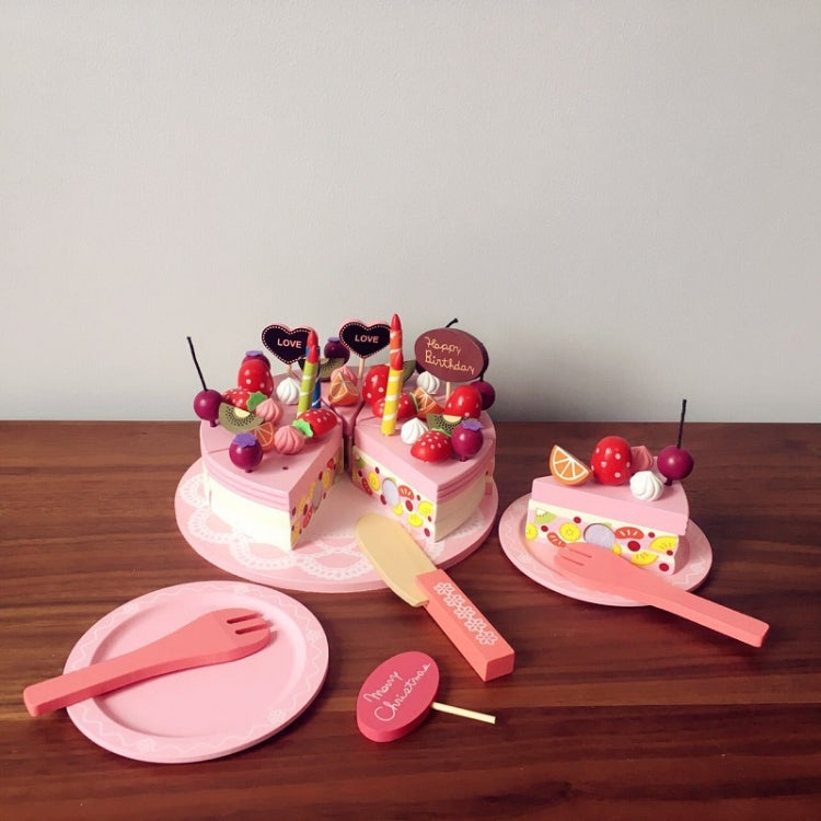 Wooden Strawberry Double-Layer Birthday Cake Children Educational Role-Playing Toy, Strawberry Double-Layer Birthday Cake