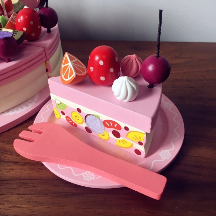 Wooden Strawberry Double-Layer Birthday Cake Children Educational Role-Playing Toy, Strawberry Double-Layer Birthday Cake