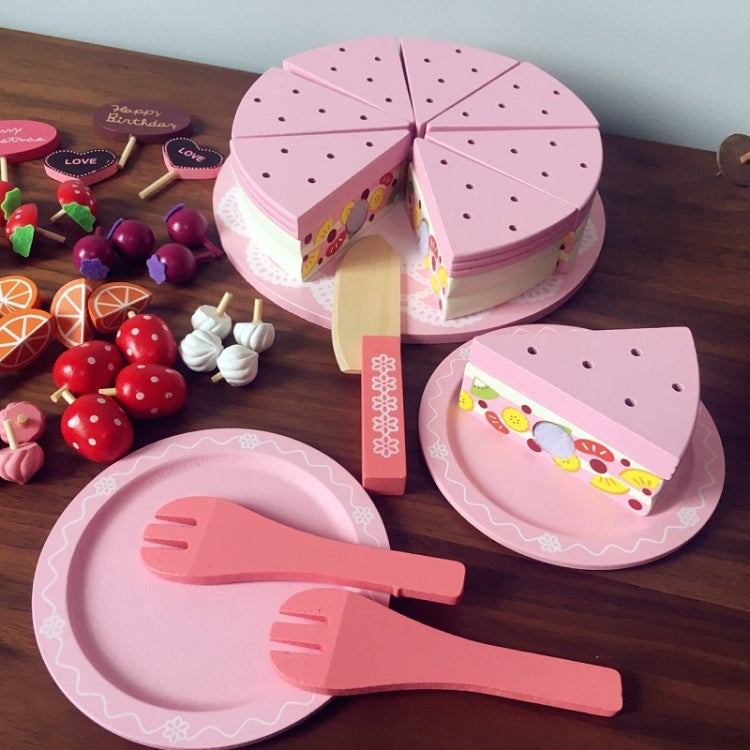 Wooden Strawberry Double-Layer Birthday Cake Children Educational Role-Playing Toy, Strawberry Double-Layer Birthday Cake
