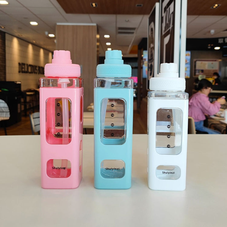Square Plastic Water Cup with Straw Outdoor Sports Large-Capacity Portable Kettles, Colour: 700ml (White), 700ml (White), 700ml (Blue), 700ml (Red), 900ml (White), 900ml (Blue), 900ml (Red)