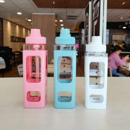 Square Plastic Water Cup with Straw Outdoor Sports Large-Capacity Portable Kettles, Colour: 700ml (White), 700ml (White), 700ml (Blue), 700ml (Red), 900ml (White), 900ml (Blue), 900ml (Red)