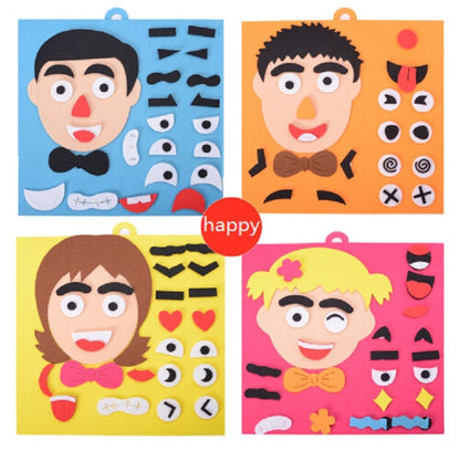 DIY Emotion Puzzle Toys Creative Non-woven Facial Expression Stickers Kids Educational Learning Toys