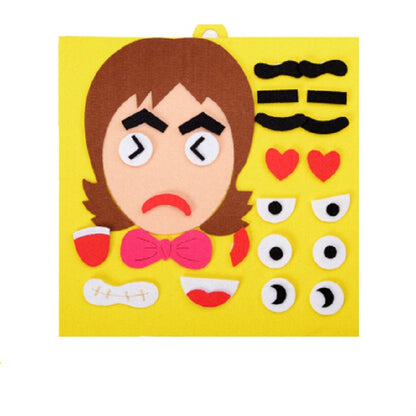 DIY Emotion Puzzle Toys Creative Non-woven Facial Expression Stickers Kids Educational Learning Toys