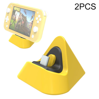 2 PCS DOBE TNS-19062 Host Charging Bottom Portable Triangle Game Console Charger For Switch / Lite, Yellow, Blue Green, Gray, Dynamic Green, Coral Red, Dynamic Blue