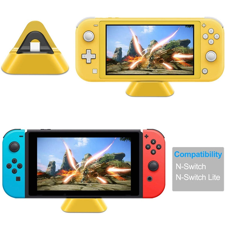 2 PCS DOBE TNS-19062 Host Charging Bottom Portable Triangle Game Console Charger For Switch / Lite, Yellow, Blue Green, Gray, Dynamic Green, Coral Red, Dynamic Blue
