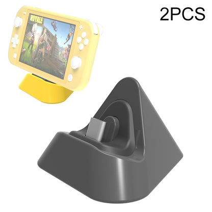 2 PCS DOBE TNS-19062 Host Charging Bottom Portable Triangle Game Console Charger For Switch / Lite, Yellow, Blue Green, Gray, Dynamic Green, Coral Red, Dynamic Blue