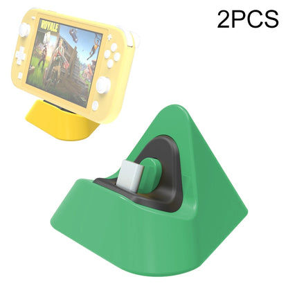 2 PCS DOBE TNS-19062 Host Charging Bottom Portable Triangle Game Console Charger For Switch / Lite, Yellow, Blue Green, Gray, Dynamic Green, Coral Red, Dynamic Blue