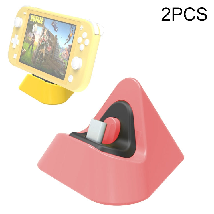 2 PCS DOBE TNS-19062 Host Charging Bottom Portable Triangle Game Console Charger For Switch / Lite, Yellow, Blue Green, Gray, Dynamic Green, Coral Red, Dynamic Blue