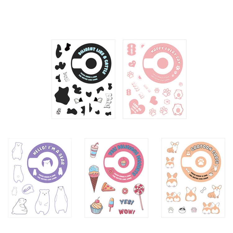 5 PCS 5 in 1 DIY Cute Cartoon  Camera Stickers Set for Fujifilm Instax mini 11, Dessert Animal Series, Space Animals Series