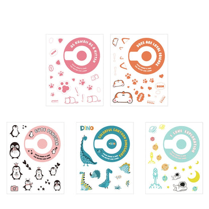 5 PCS 5 in 1 DIY Cute Cartoon  Camera Stickers Set for Fujifilm Instax mini 11, Dessert Animal Series, Space Animals Series