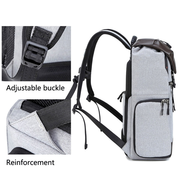 C3081 Camera  Computer Shoulder Digital Camera Bag Large Capacity Photography Backpack, Light Grey, Dark Gray