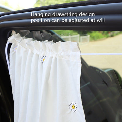 Car Embroidery Curtain Sunshade Cartoon Cotton Suction Cup Curtain Car Sunscreen Insulation Covering Curtain, Cherry, Bear, Sun Flower, Girl
