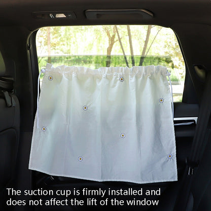 Car Embroidery Curtain Sunshade Cartoon Cotton Suction Cup Curtain Car Sunscreen Insulation Covering Curtain, Cherry, Bear, Sun Flower, Girl