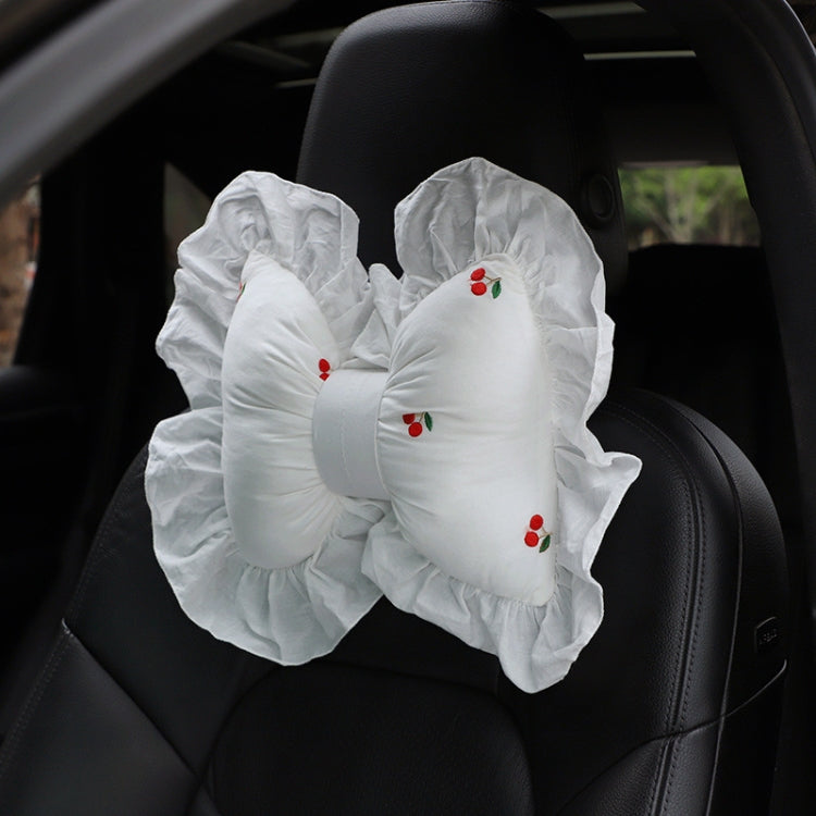 Bow Car Head Pillow Car Seat Neck Pillow Comfortable Cotton Car Supplies, Sun Flower Headrest, Sun Flower Lumbar Pillow, Cherry Headrest, Cherry Lumbar Pillow