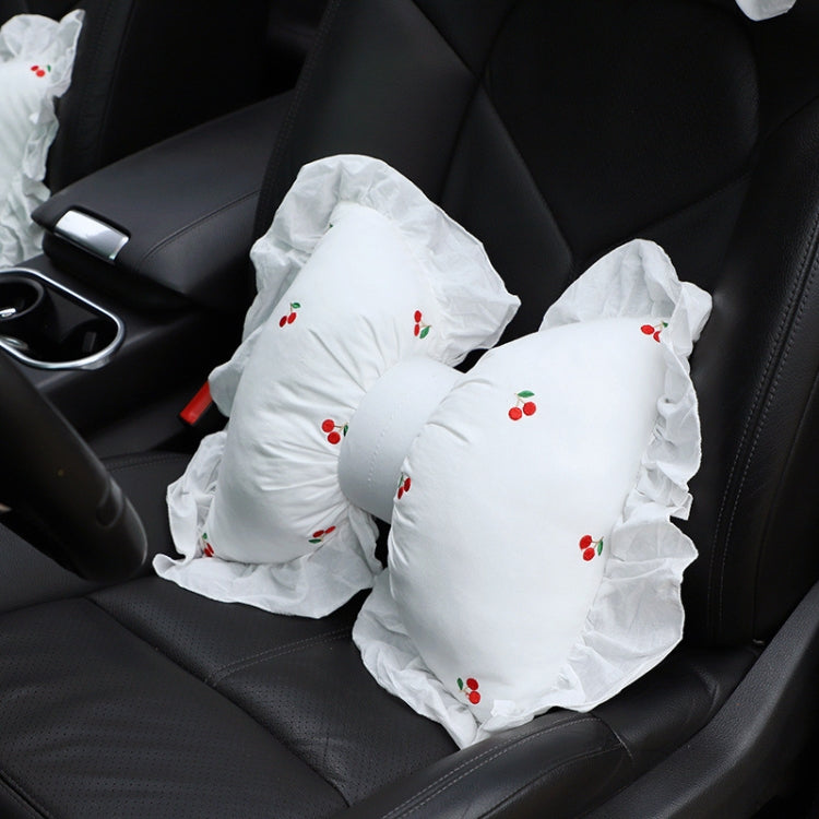Bow Car Head Pillow Car Seat Neck Pillow Comfortable Cotton Car Supplies, Sun Flower Headrest, Sun Flower Lumbar Pillow, Cherry Headrest, Cherry Lumbar Pillow