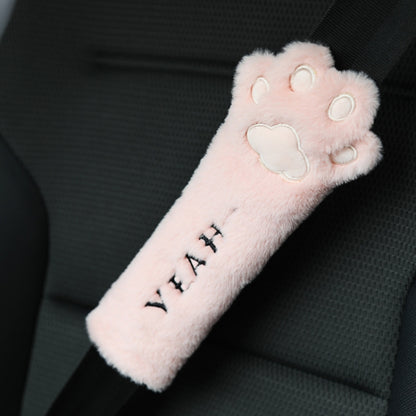 Car Plush Head Pillow Cat Claw Car Neck Pillow Car Female Decorative Supplies, Pink Headrest, Gray Headrest, Pink Shoulder Pad, Gray Shoulder Pad