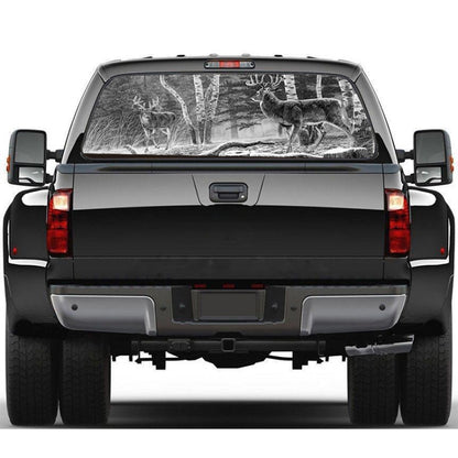 D-828 Forest Hunting Deer Rear Window Glass Stickers Truck SUV Car Post-Gear Window Stickers, 135X36cm, D-828