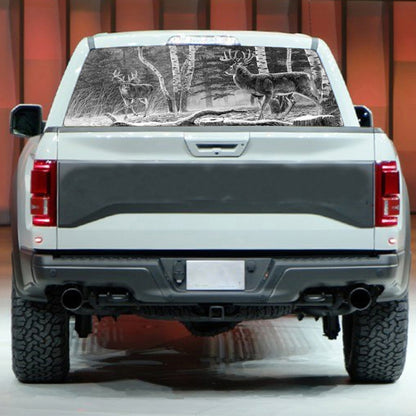 D-828 Forest Hunting Deer Rear Window Glass Stickers Truck SUV Car Post-Gear Window Stickers, 135X36cm, D-828
