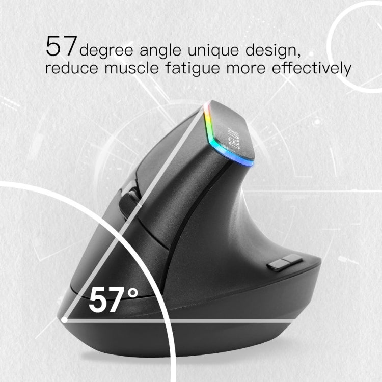 DELUX M618C 6 Keys 1600 DPI RGB Vertical Wireless Bluetooth Dual Mode Mouse, M618C(Black), M618C(White)