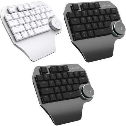 DELUX T11 29 Keys Single-Hand Keyboard Shortcut Key Speech Tool Flat Keyboard, Colour: Silver, Silver