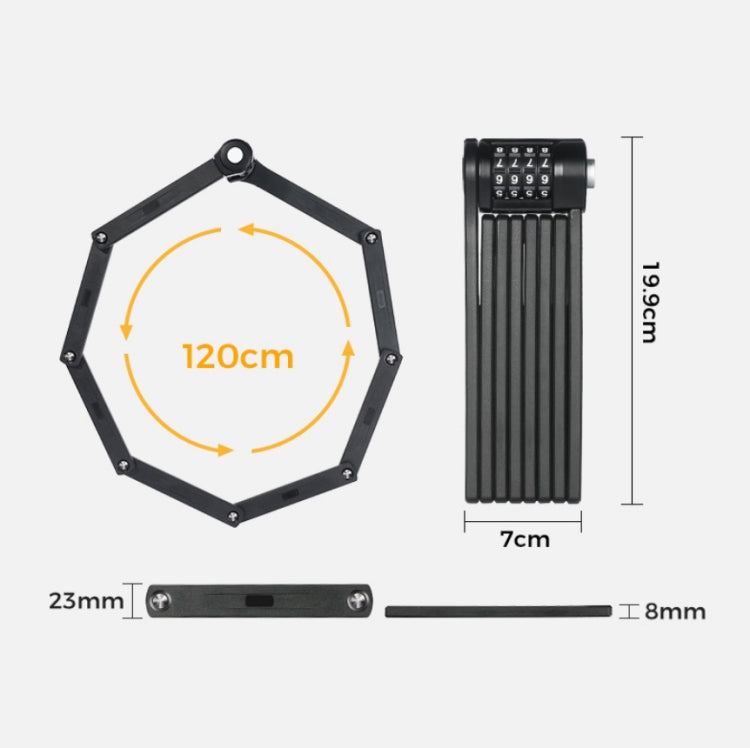 WEST BIKING Bicycle Folding Code Lock Riding Anti-Theft Chain Lock, WEST BIKING Chain Lock