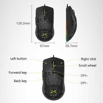 DELUX M700BU 7 Keys Wired Games Mouse Desktop Wired Mouse, Style:, 3325 (Support 10000DPI), 3389 (Support 16000DPI)