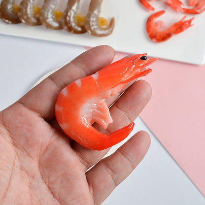 3 PCS Simulation Shrimp Camera Props Children Play House Toys, Big Red Shrimp, Big Green Shrimp, Big Grilled Shrimp