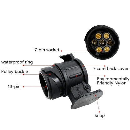 2 PCS VS1130E-M 13 Turn 7 Core Mini Converted Head Trailer RV Connector EU Plug, 13 Turn 7 Core
