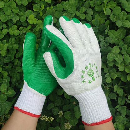 12 Pairs Thickened Rubber Coated Labor Insurance Rubber Gloves, Green, Red