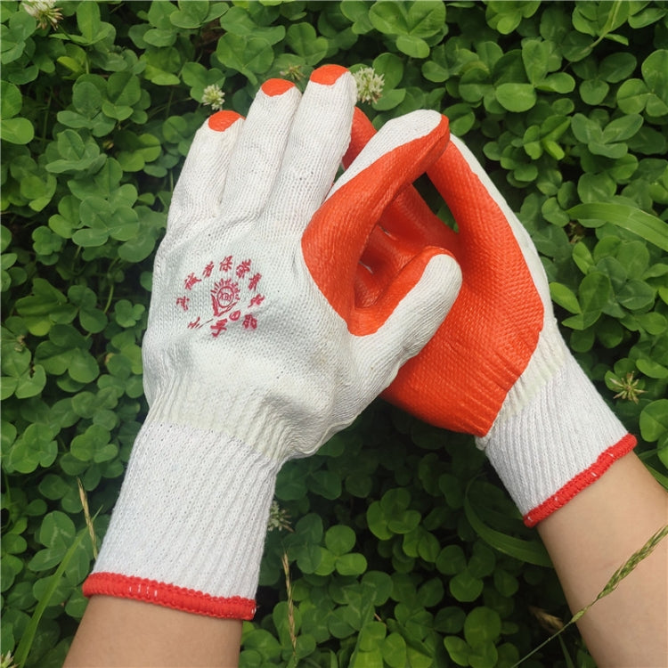 12 Pairs Thickened Rubber Coated Labor Insurance Rubber Gloves, Green, Red