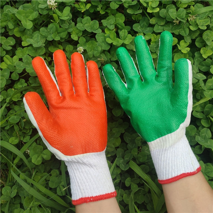 12 Pairs Thickened Rubber Coated Labor Insurance Rubber Gloves, Green, Red