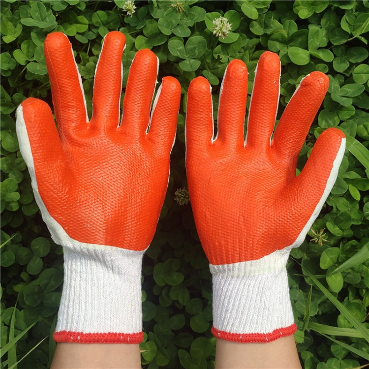 12 Pairs Thickened Rubber Coated Labor Insurance Rubber Gloves, Green, Red